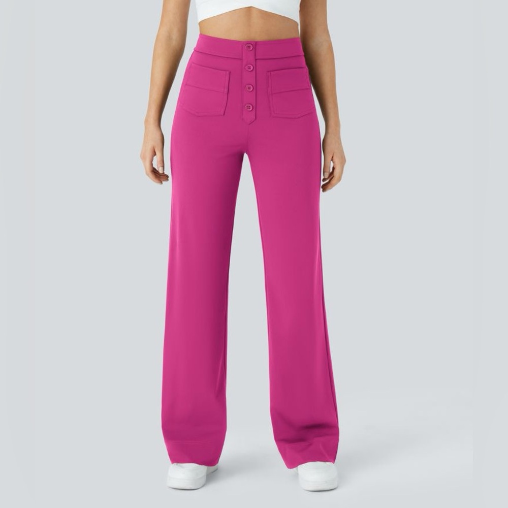 DayStretch High Waisted Pockets Straight Leg Casual Pants